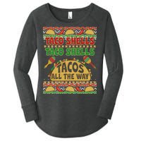 Christmas Tacos All The Way Ugly Sweater Women's Perfect Tri Tunic Long Sleeve Shirt