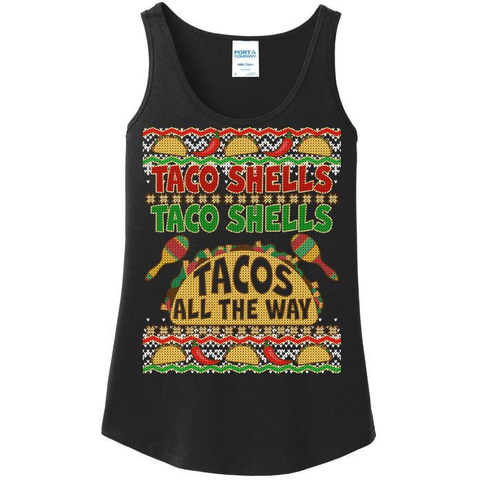 Christmas Tacos All The Way Ugly Sweater Ladies Essential Tank