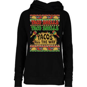 Christmas Tacos All The Way Ugly Sweater Womens Funnel Neck Pullover Hood