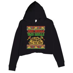 Christmas Tacos All The Way Ugly Sweater Crop Fleece Hoodie