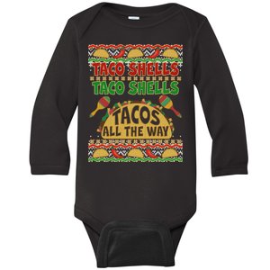 Christmas Tacos All The Way Ugly Sweater Baby Long Sleeve Bodysuit