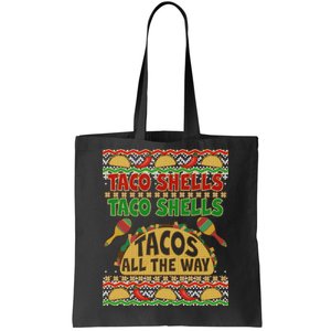 Christmas Tacos All The Way Ugly Sweater Tote Bag