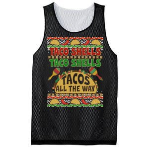 Christmas Tacos All The Way Ugly Sweater Mesh Reversible Basketball Jersey Tank