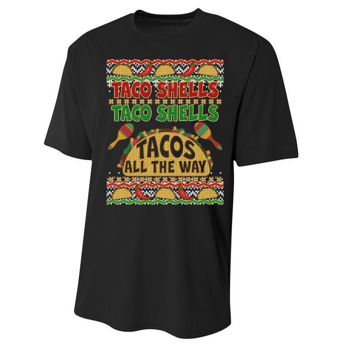 Christmas Tacos All The Way Ugly Sweater Performance Sprint T-Shirt