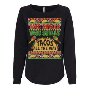 Christmas Tacos All The Way Ugly Sweater Womens California Wash Sweatshirt