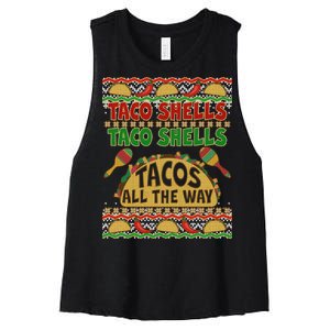 Christmas Tacos All The Way Ugly Sweater Women's Racerback Cropped Tank