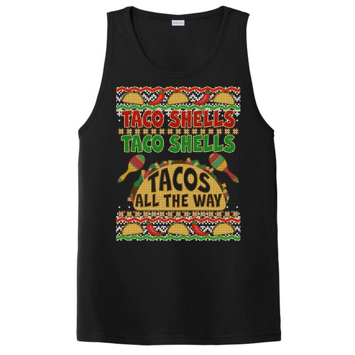 Christmas Tacos All The Way Ugly Sweater PosiCharge Competitor Tank