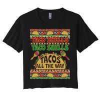 Christmas Tacos All The Way Ugly Sweater Women's Crop Top Tee