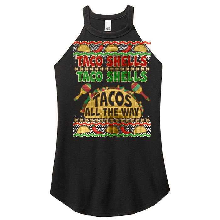 Christmas Tacos All The Way Ugly Sweater Women's Perfect Tri Rocker Tank