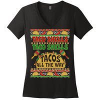 Christmas Tacos All The Way Ugly Sweater Women's V-Neck T-Shirt