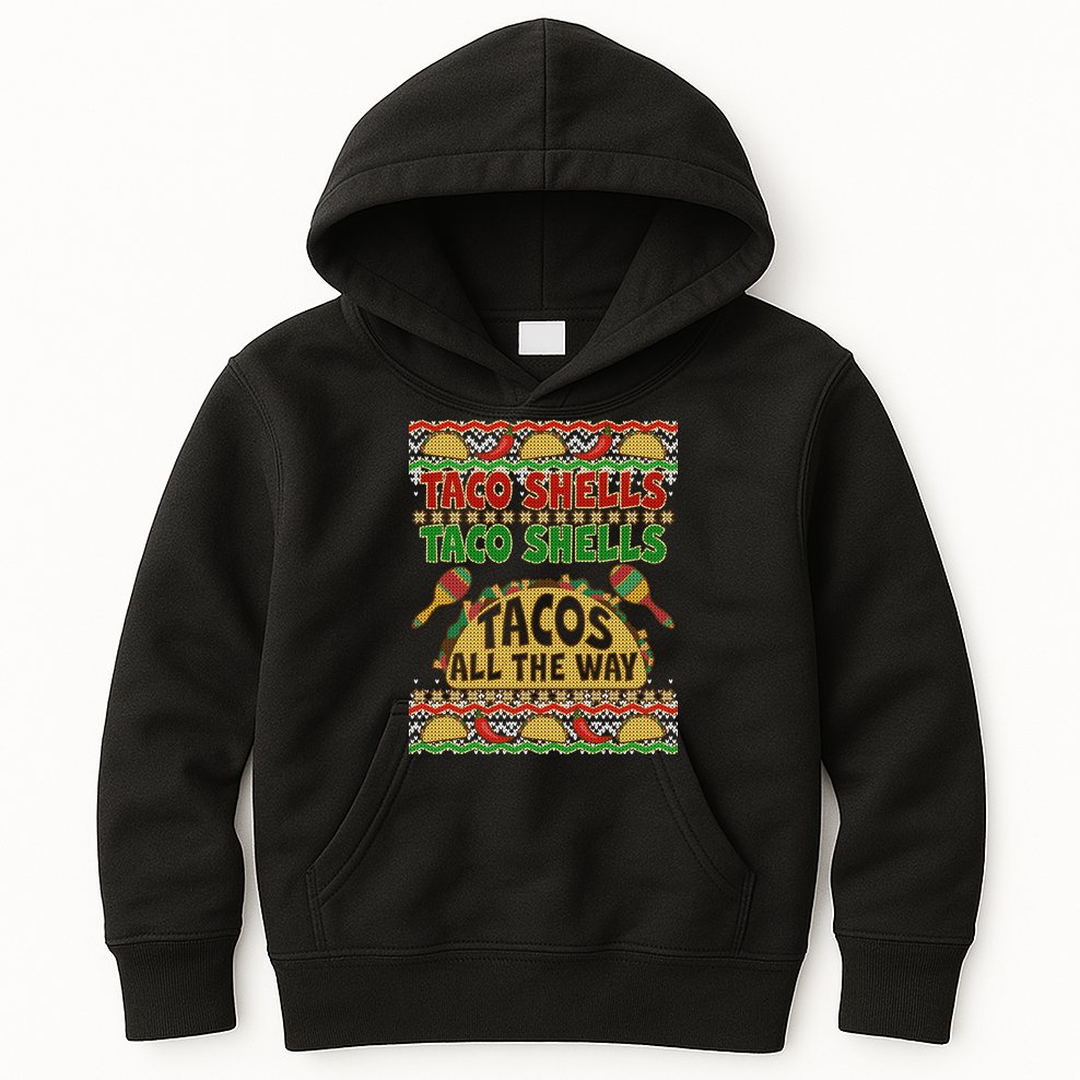 Christmas Tacos All The Way Ugly Sweater Kids Hoodie