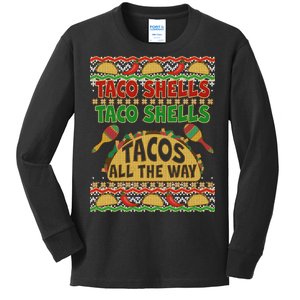 Christmas Tacos All The Way Ugly Sweater Kids Long Sleeve Shirt