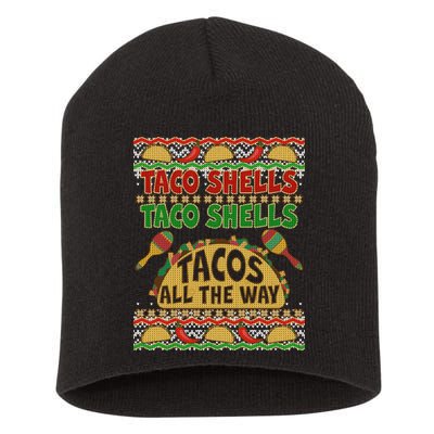 Christmas Tacos All The Way Ugly Sweater Short Acrylic Beanie