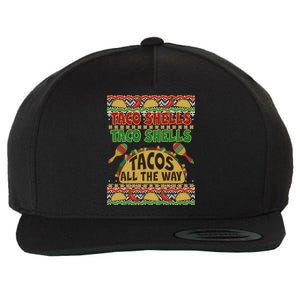 Christmas Tacos All The Way Ugly Sweater Wool Snapback Cap