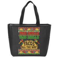 Christmas Tacos All The Way Ugly Sweater Zip Tote Bag