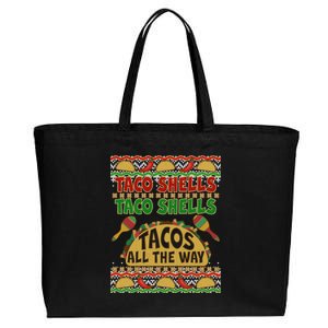 Christmas Tacos All The Way Ugly Sweater Cotton Canvas Jumbo Tote