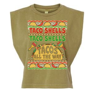 Christmas Tacos All The Way Ugly Sweater Garment-Dyed Women's Muscle Tee