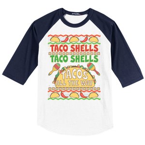 Christmas Tacos All The Way Ugly Sweater Baseball Sleeve Shirt