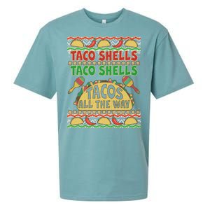 Christmas Tacos All The Way Ugly Sweater Sueded Cloud Jersey T-Shirt