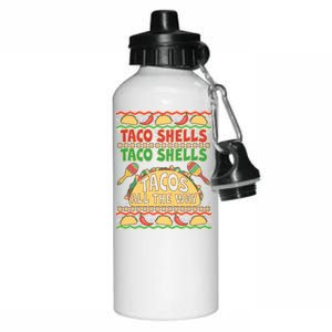 Christmas Tacos All The Way Ugly Sweater Aluminum Water Bottle