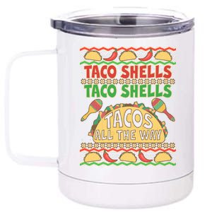 Christmas Tacos All The Way Ugly Sweater 12 oz Stainless Steel Tumbler Cup