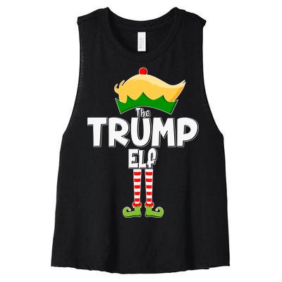 Christmas The Trump Elf  Funny Women's Racerback Cropped Tank