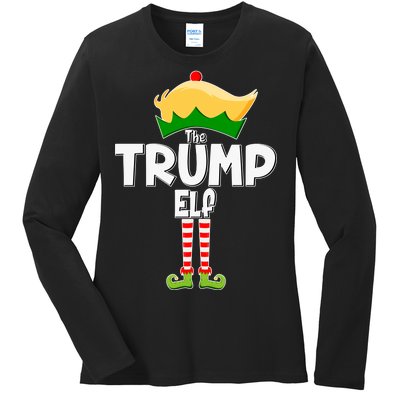 Christmas The Trump Elf  Funny Ladies Long Sleeve Shirt