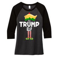 Christmas The Trump Elf  Funny Women's Tri-Blend 3/4-Sleeve Raglan Shirt