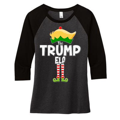 Christmas The Trump Elf  Funny Women's Tri-Blend 3/4-Sleeve Raglan Shirt