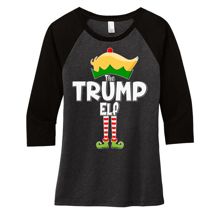 Christmas The Trump Elf  Funny Women's Tri-Blend 3/4-Sleeve Raglan Shirt