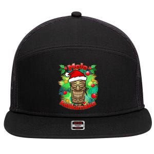 Christmas Tiki Mele Kalikimaka 7 Panel Mesh Trucker Snapback Hat