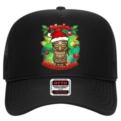 Christmas Tiki Mele Kalikimaka High Crown Mesh Back Trucker Hat