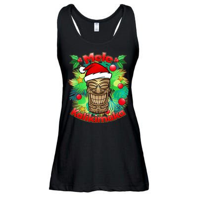 Christmas Tiki Mele Kalikimaka Ladies Essential Flowy Tank