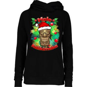 Christmas Tiki Mele Kalikimaka Womens Funnel Neck Pullover Hood