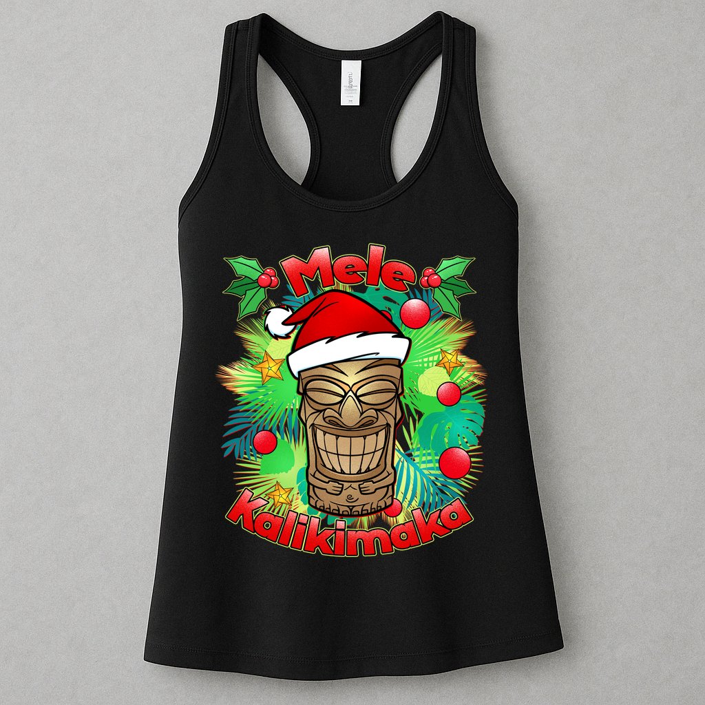 Christmas Tiki Mele Kalikimaka Womens Tank Top
