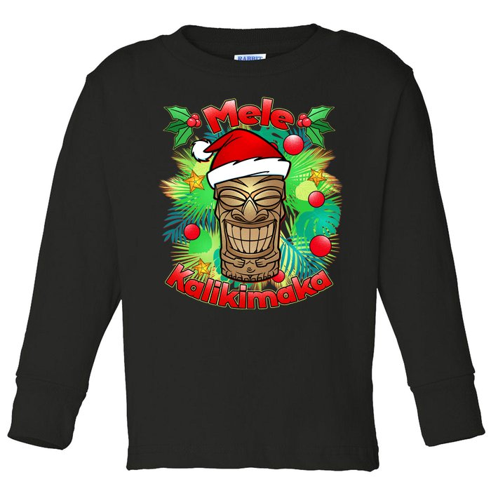 Christmas Tiki Mele Kalikimaka Toddler Long Sleeve Shirt