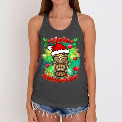 Christmas Tiki Mele Kalikimaka Women's Knotted Racerback Tank