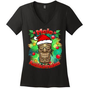 Christmas Tiki Mele Kalikimaka Women's V-Neck T-Shirt