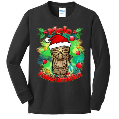 Christmas Tiki Mele Kalikimaka Kids Long Sleeve Shirt