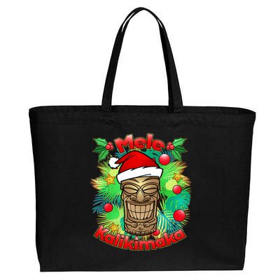 Christmas Tiki Mele Kalikimaka Cotton Canvas Jumbo Tote