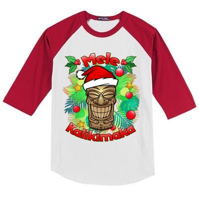 Christmas Tiki Mele Kalikimaka Kids Colorblock Raglan Jersey