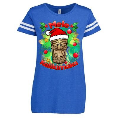 Christmas Tiki Mele Kalikimaka Enza Ladies Jersey Football T-Shirt