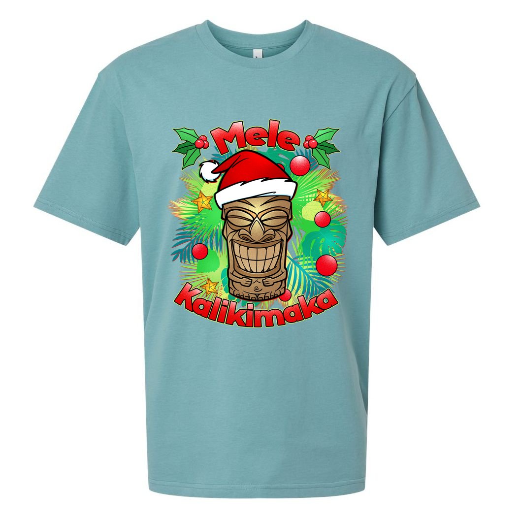 Christmas Tiki Mele Kalikimaka Sueded Cloud Jersey T-Shirt