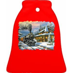 Christmas Train Ceramic Bell Ornament