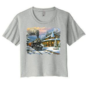 Christmas Train Women's Crop Top Tee