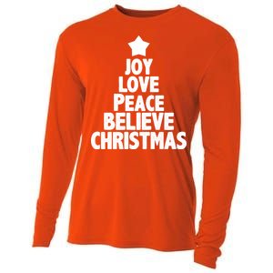 Christmas Tree Joy Love Peace Believe Cooling Performance Long Sleeve Crew