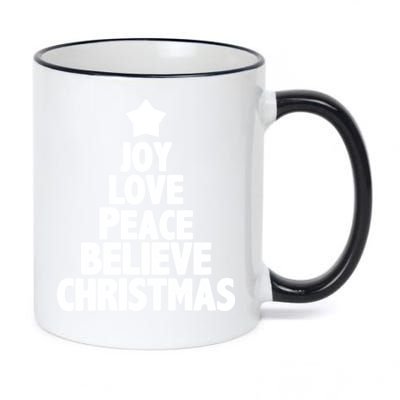 Christmas Tree Joy Love Peace Believe 11oz Black Color Changing Mug