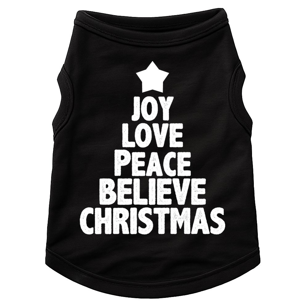 Christmas Tree Joy Love Peace Believe Doggie Tank