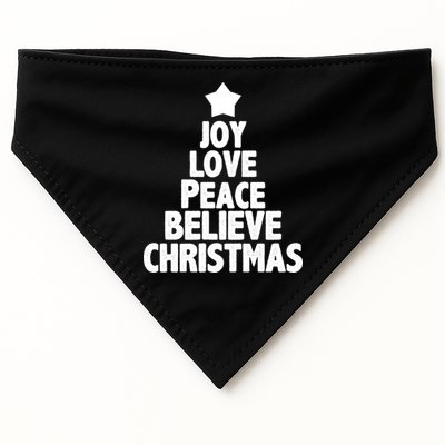 Christmas Tree Joy Love Peace Believe USA-Made Doggie Bandana