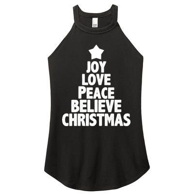 Christmas Tree Joy Love Peace Believe Women's Perfect Tri Rocker Tank